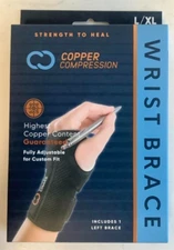 NEW Copper Compression Copper Infused LARGE/X-LARGE Left Hand Wrist Brace