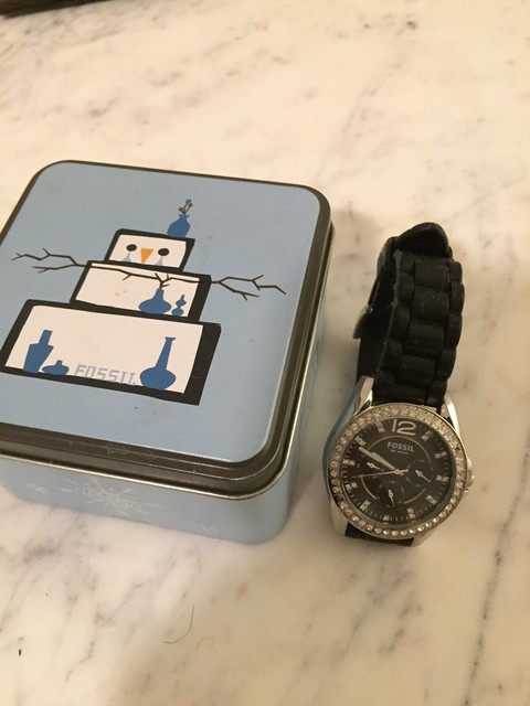 fossil black silicone strap