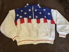 Vintage Stars And Stripes Red White Blue Embroidered Bomber Jacket- size XL USA