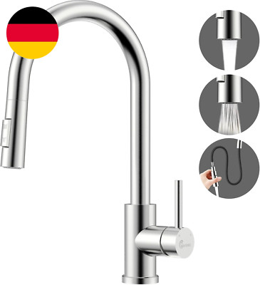 WAVEWO Küchenarmatur Mit Brause Ausziehbar Mit 2 Strahlarten, Wasserhahn Küche H
