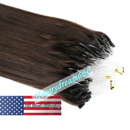 Micro Ring Loop Tip Remy Human Hair Extensions Silky Straight Micro Bead Link US - Picture 26 of 84
