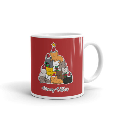 Meowy Catmas Ugly Cats Christmas Coffee Tea Ceramic Mug Office Work Cup Gift