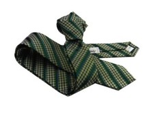 GREEN BEIGE SLIM ITALY TIE WITH INTERVAL LINE CHECKERED TIE