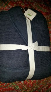 Pottery Barn Waffle Weave Resort Robe Navy Small New Ebay