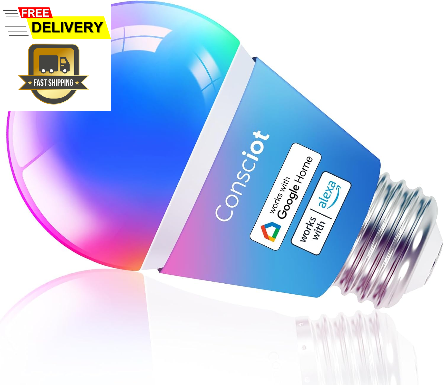 Consciot Smart Light Bulbs, LED Light Bulb That Works with Alexa & Google Home,