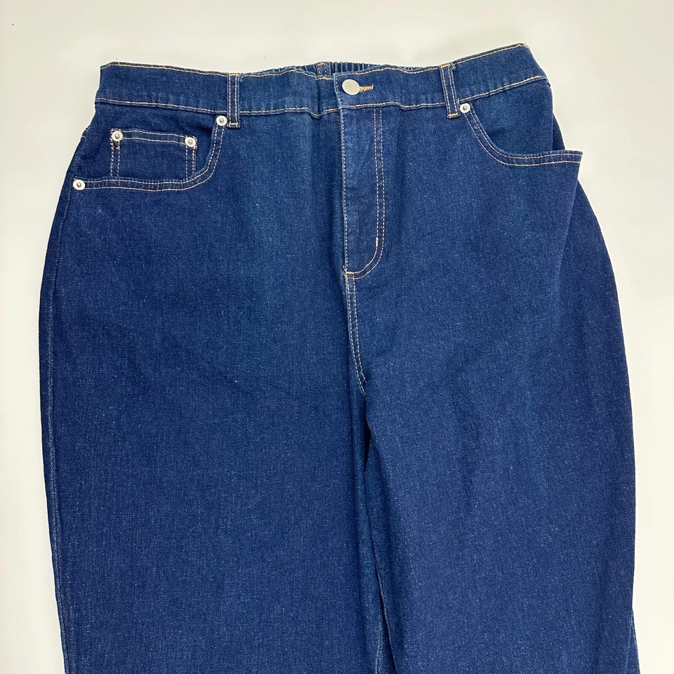Denim & Co Back Elastic Straight Leg Women's size XL Dark Wash Blue Denim jeans - Image 2 of 4