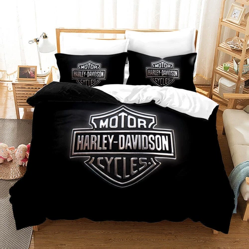 Harley Davidson Duvet Quilt Cover Bedding Set Single Double King Pillowcase Gift - Picture 7 of 20