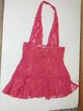 Victoria's Secret Lingerie Hot Pink Teddy Lace Halter Top Womens Size Small Sexy