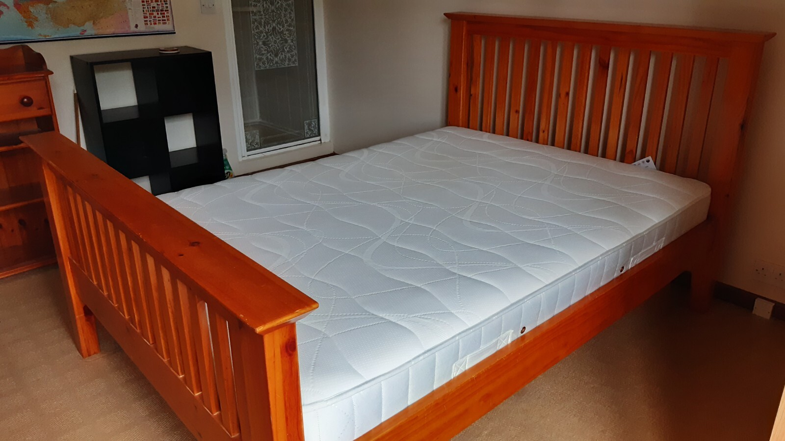 Pine double bed frame with mattress eBay