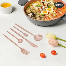 90Pcs Tableware Set for 18 Stainless Steel Flatware set Cutlery Utensil Kitchen