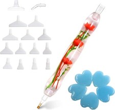 Diamond Painting Pen,Diamond Art Pen,Resin Diamond Painting Clear 3 Red Flowers