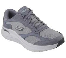 Skechers Shoes Arch Fit Extra Wide Fit Men Sport Gray Comfort Casual Lace 232702