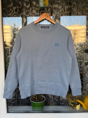 ACNE Studios Men's Sweatshirt Fairview Face Size XXS Blue Crewneck Streetwear