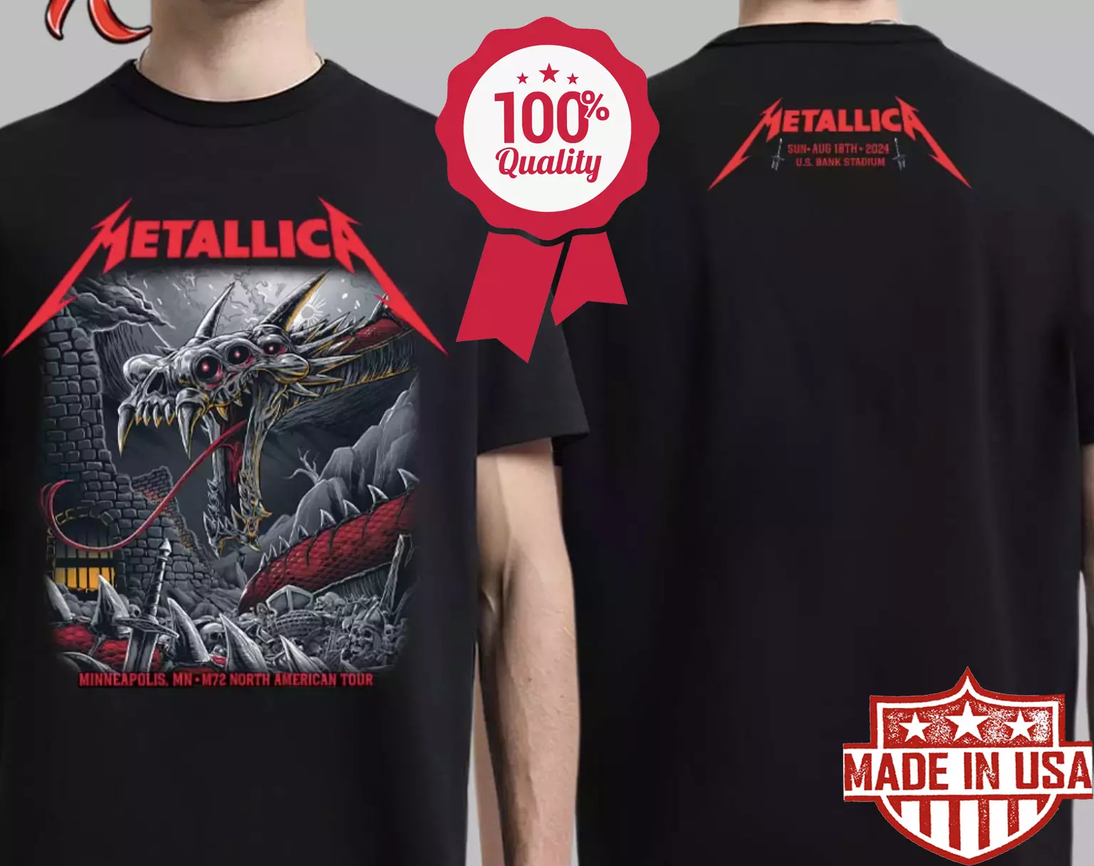 Metallica M72 Minneapolis Mn Night 2 At Us Bank Stadium On August 18 T-Shirt5