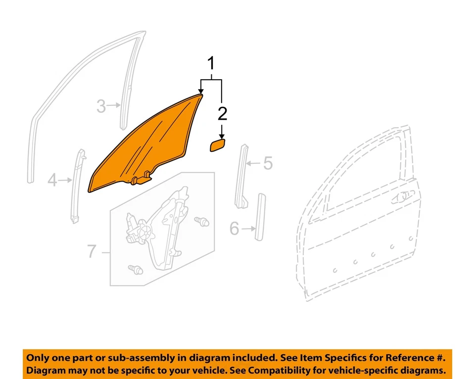 2006 Acura TL OEM Front Right Door Glass - Image 3 of 4