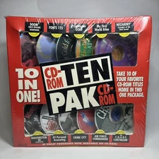 Vintage 1993 CD-Rom Ten Pak PC Micrologic Software Doom - Wolfenstein New Sealed