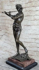 MUSICAL TROUBADOUR BY RINGEL BRONZE SCULPTURE ON BEAUTIFUL MARBLE BASE STATUE NR