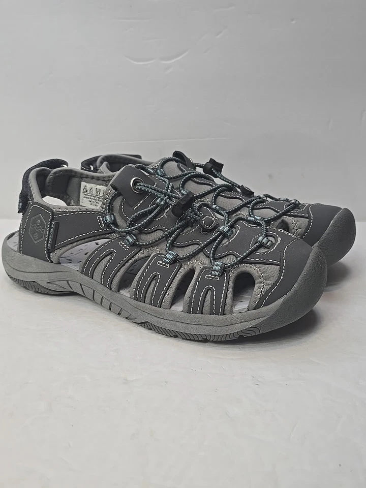 Khombu Shoes Womans 7.5M Grey Leather & Manmade Uppers River Hiker Beach Sandals Foto 2 de 4