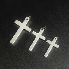 Shiny Solid 925 Sterling Silver Classic Cross Pendant Sleek Modern Minimal