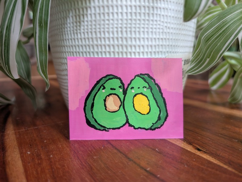 aceo original art cards, by Pocket Art Studio, food series 5/6, avocado