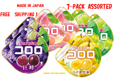 UHA Kororo Assorted 7-Pack Gummies Japan Limited Pear Flavor Grape Peach Muscat