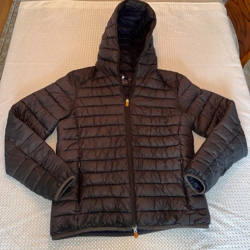 Save The Duck Men's Blue Hooded Puffer Jacket M Regular Full Zip Quilted - product listing photo