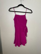 Express Womens Pink Sleeveless Wrap Style Dress XXS Adjustable Strap linen