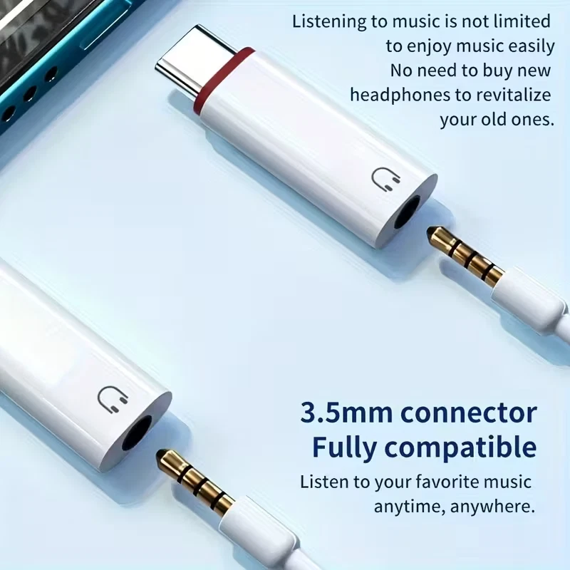 ADATTATORE USB-C A JACK 3.5mm CON DAC Hi-Fi 24BIT/96kHz PER SMARTPHONE TABLET PC - Immagine 3 di 4