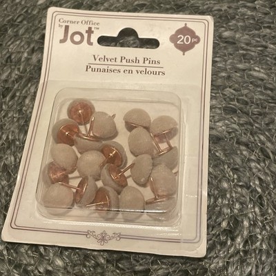  Jot Velvet Push Pins 20pc Tan Beige Office Bulletin Board New  0842-46
