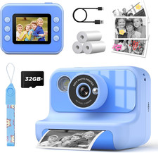Instant Print Camera for Kids, 1080P Digital Video Cameras, Christmas Birthday