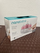 nanobebe Silicone Baby Bottle Set Of 3 - Pink - 5oz - Anti-Colic- Brand New