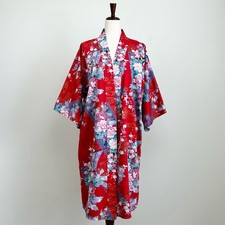 Smithsonian Institution Red Floral Kimono Yukata Robe