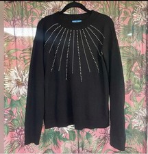Cece Pearl studded embellished black pullover sweater size M