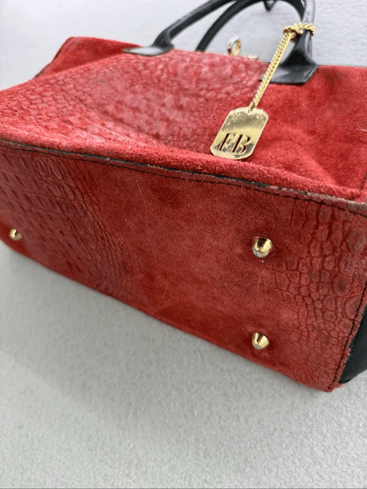 BORSE IN PELLE Purse Bag Italian Alligator Embossed Red Leather handbag - Image 2 of 4