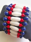 MIRIAM HASKELL SIGN 40'S 2-PC SET~RED BLUE & WHITE GLASS BEADS GILT BRASS ACCENT — photo 8