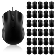 Bonuci 30 Pcs USB Wired Mouse Computer 3 Button Mice Bulk Corded Black