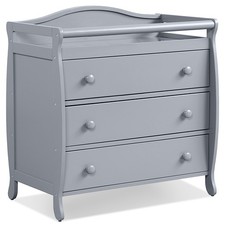3 Drawer Baby Changing Table Infant Diaper Changing Station w/ Safety Belt Grey