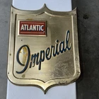 Vintage NOS Atlantic Imperial Metal Gas pump plate Sign oil can service station