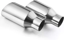 AUTOSAVER88 2 PCS Exhaust Tips 2.5" Inlet 4" Outlet 9" Long Tail Tip Silver