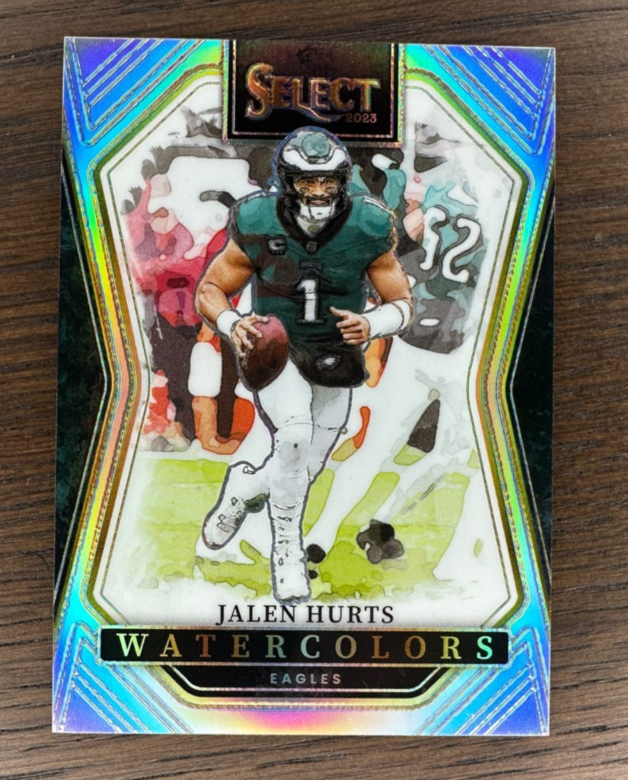Jalen Hurts SSP RARE 2023 SELECT WATERCOLORS CASE HIT SUPER BOWL MVP SSSP