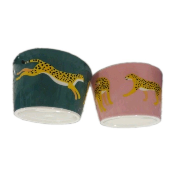 Wildlife Tidbit Dish Set Cheetah With Wool Tray Soup Cereal Salad Dessert Bowls