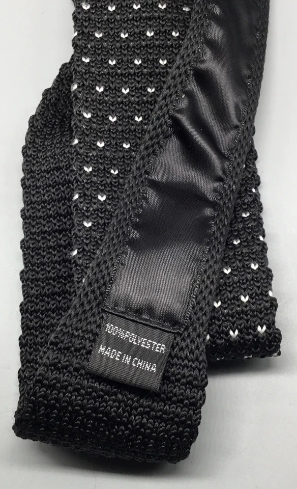 Corbata de punto cuadrado vintage negra blanca Foto 2 de 4