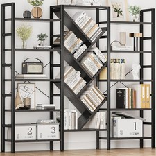 70x70 Triple 5 Tier Book Shelf Large Wooden Bookcase with 17 Open Display Shelf