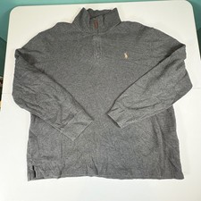 Polo Ralph Lauren Estate Rib Gray 1/4 Zip Pullover Sweater Mens