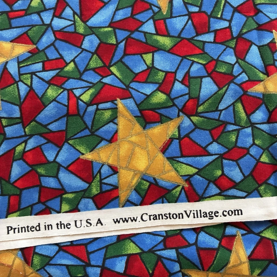 Gold Stars Stained Glass VIP by Cranston Holiday Quilting Cotton Fabric 27"X44" - Image 4 of 4
