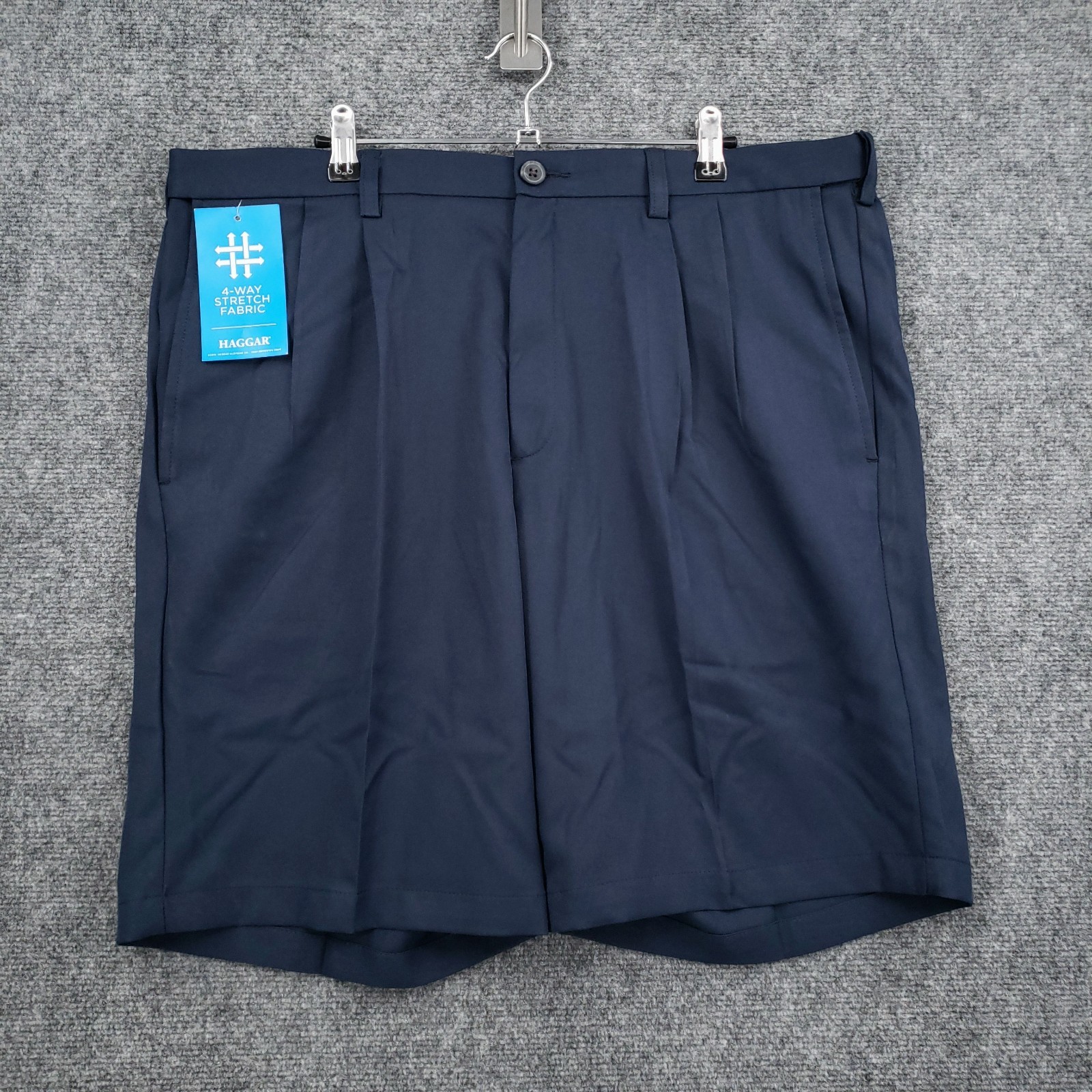 Shorts Mens 38 Navy Blue Pleated Comfort Stretch