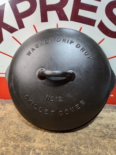 "Fully Restored" Wagner #12 Cast Iron Skillet Pan Lid Raised Letters Seasoned