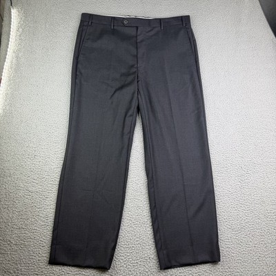 Zanella Todd 100% Wool Dress Pants Gray Flat Front Men's 36x29 Made in Italy