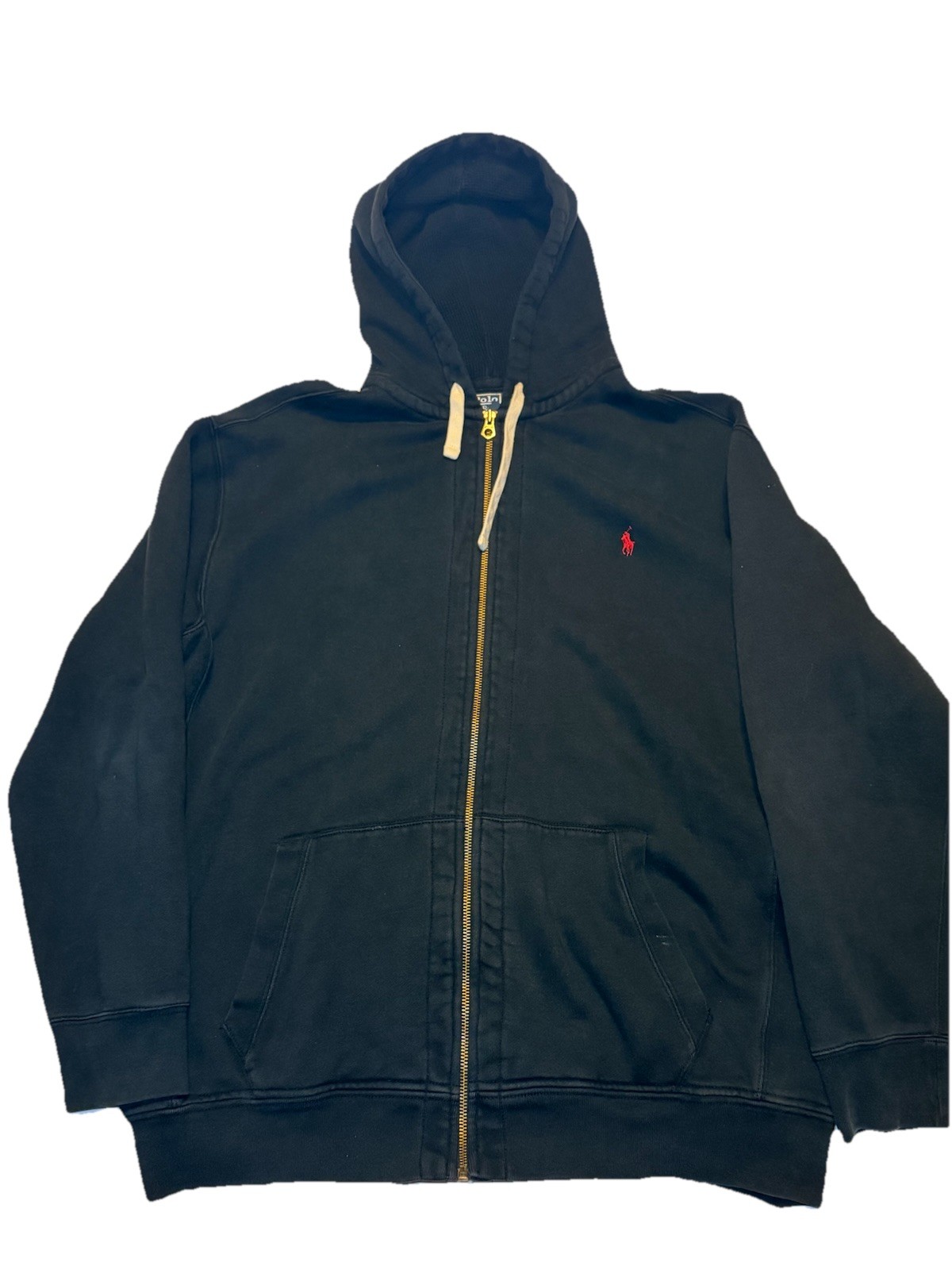 Polo Ralph Lauren Full Zip Felpa con Cappuccio Uomo 4XL Nera Felpa Pony Waffle Hood