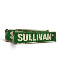 SULLIVAN Vintage Style Rustic Street Sign Childrens Name Room Plastic Metal